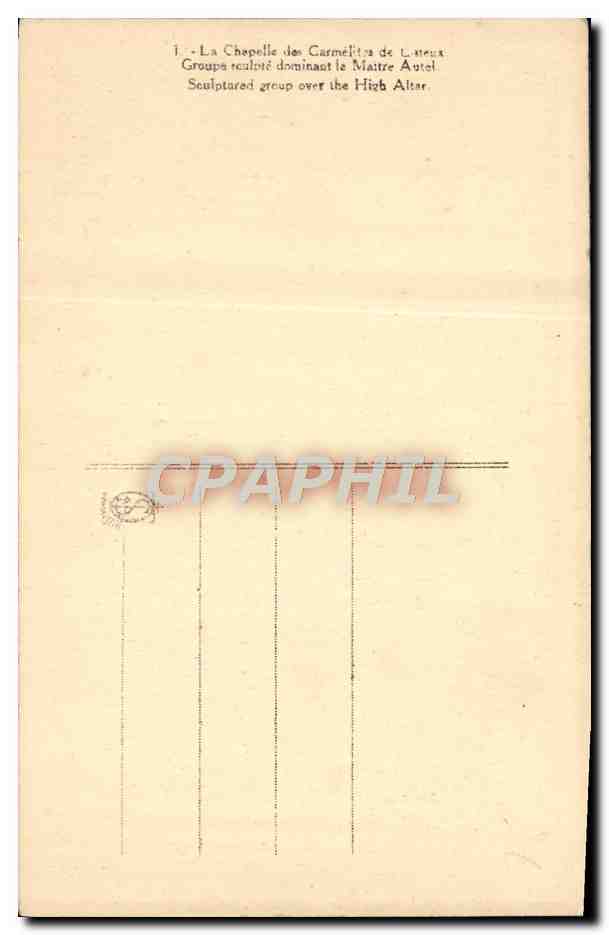 La Chapelle des Carmélites de Laxeux — Groupe sculpté dominant l'autel principal — éditeur non visible — Rückseite