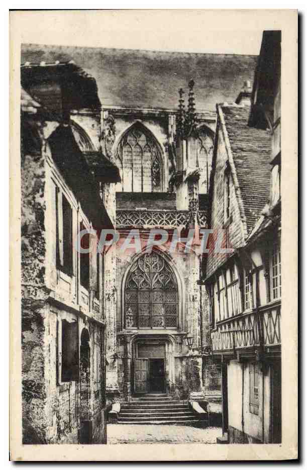 CPA Lisieux Rue de la paix portail de l'eglise saint jacques