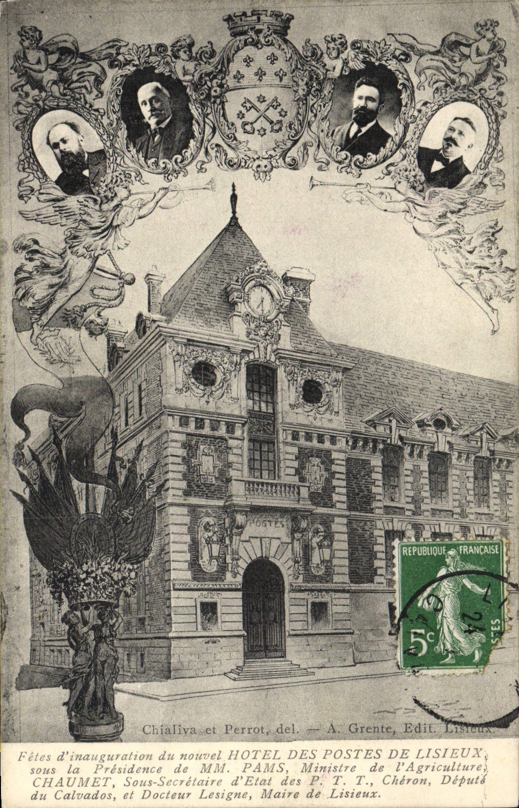 Hotel de Correos de Lisieux — Fiestas de inauguración — A. Grente, Ed. Lisieux