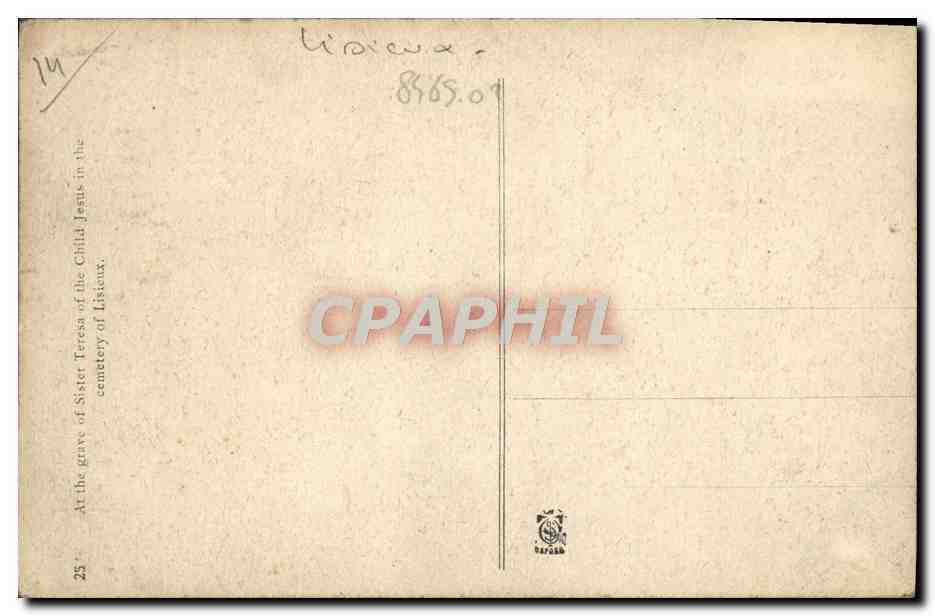 Sur la tombe de Sœur Thérèse de l'Enfant Jésus — cimetière de l'Enfant Jésus — éditeur CPAPHIL n°25 — Reverso