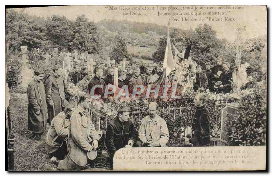 Tombe de Sr. Thérèse de l'Enfant Jésus — prières des soldats pendant la guerre (1915) — éditeur non visible