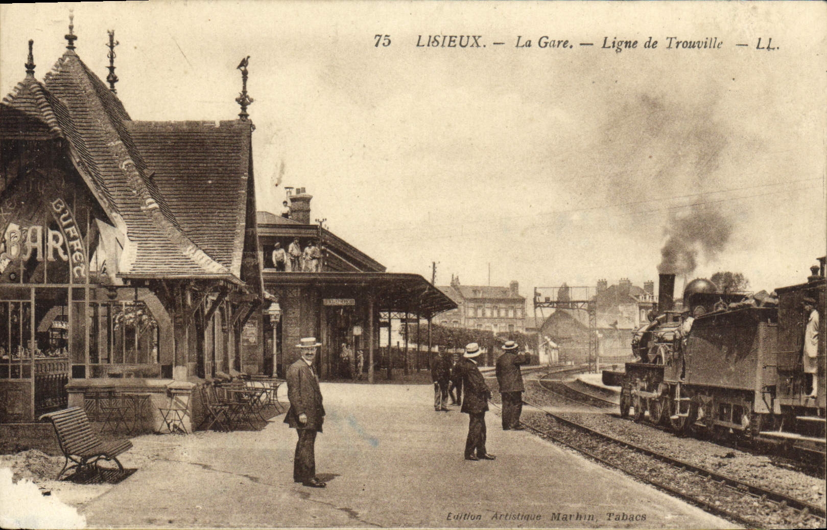 Lisieux — La Stazione — Linea di Trouville — LL. — Edizione Artistica Marhain, Tabacs