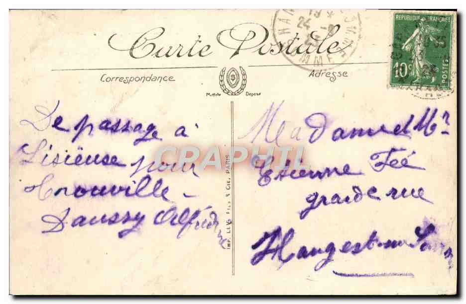 Lisieux — La Stazione — Linea di Trouville — LL. — Edizione Artistica Marhain, Tabacs — Verso