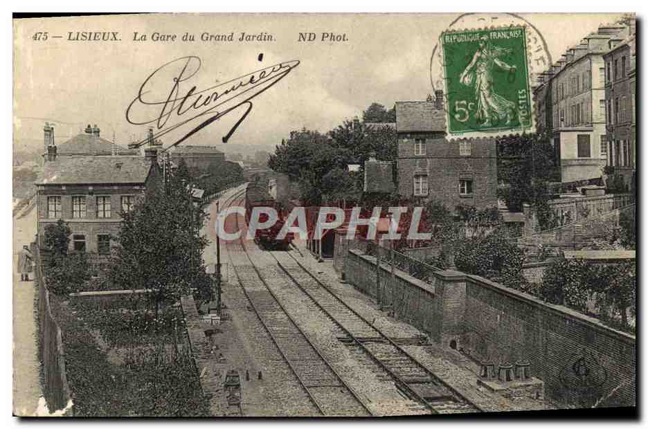 Tarjeta postal antigua Lisieux La Estación del Grand Jardin