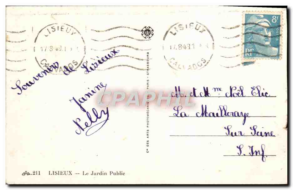 CPA Lisieux Le Jardin Public  — Verso