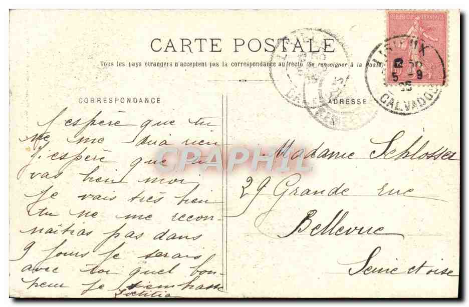 Lisieux — Rue aux Févres (II), rue de la Salamandre du XVes siècle — Lith. D'Albret, Lisieux, Impr. Tribouillard — Reverso