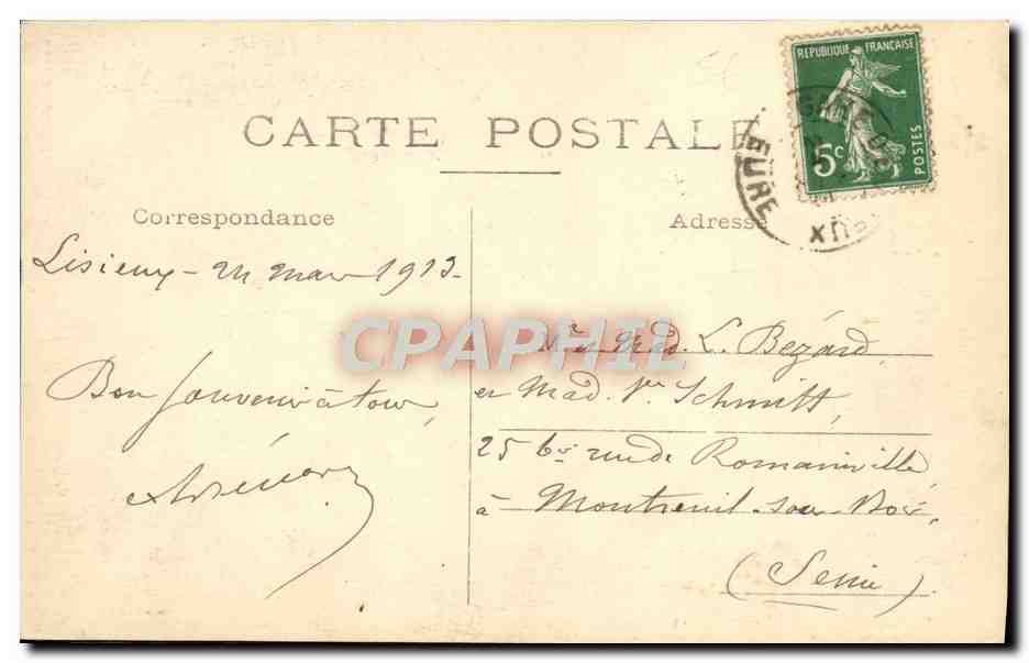 Lisieux — La Rue aux Fèvres, Manoir de la Salamandre du XVème siècle — O. Blanche Éditeur — Verso