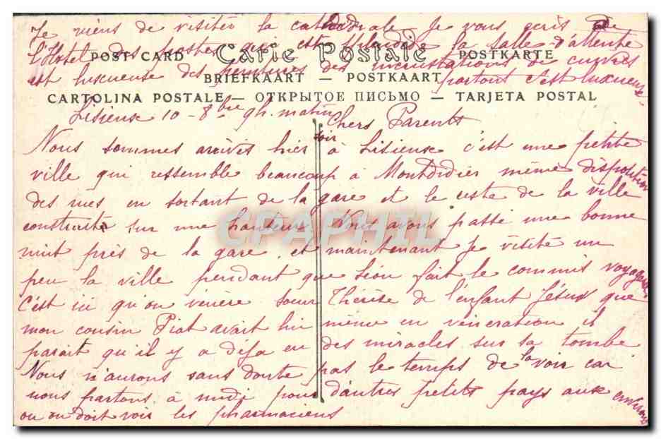 CPA Lisieux La Place Thiers et la Cathedrale Saint Pierre  — Rückseite