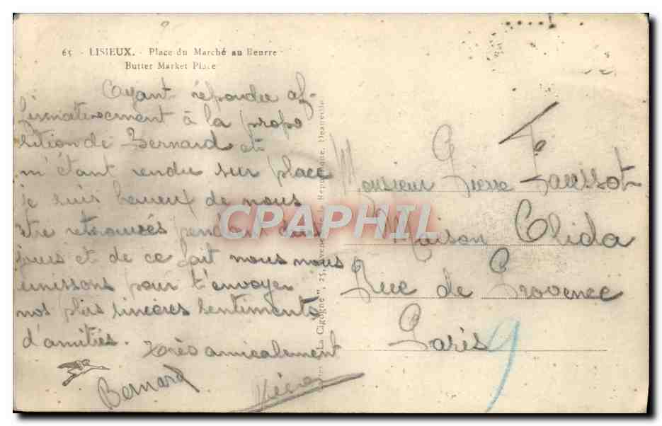 Lisieux — Place du Marché au Beurre — éditeur anonyme, n° 65 — Rückseite