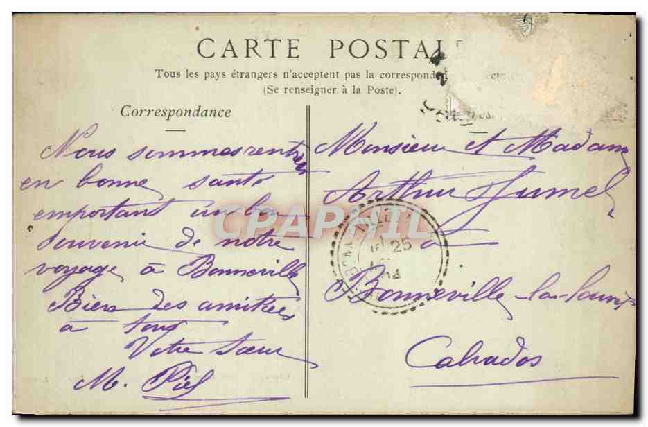 Lisieux — Die Brücke und die Rue de Caen — Buchhandlung-Papierwaren Albert GRENTÉ, 10, Rue Pont-Mortain — Rückseite