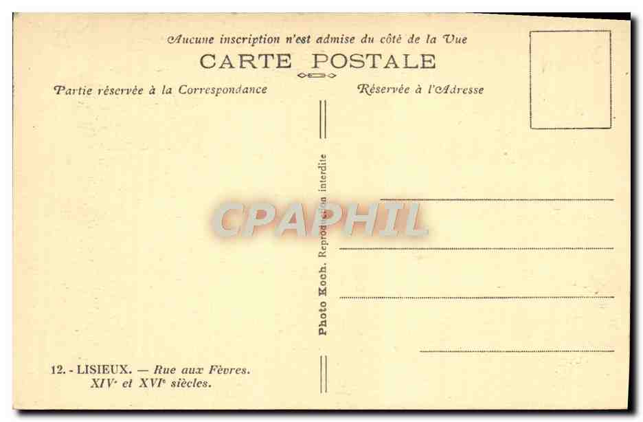 CPA Lisieux Rue aux Fevres  — Rückseite