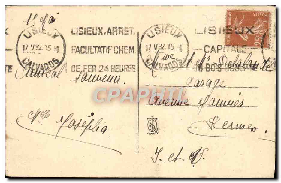 CPA Sainte Therese de L'Enfant Jesus  — Back