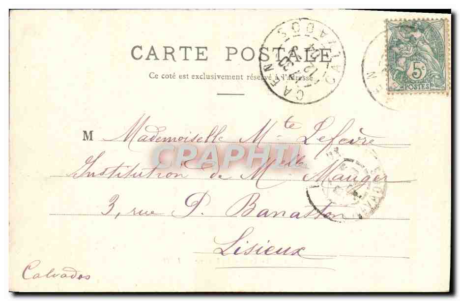 CPA Caen Le Palais de Justice  — Verso