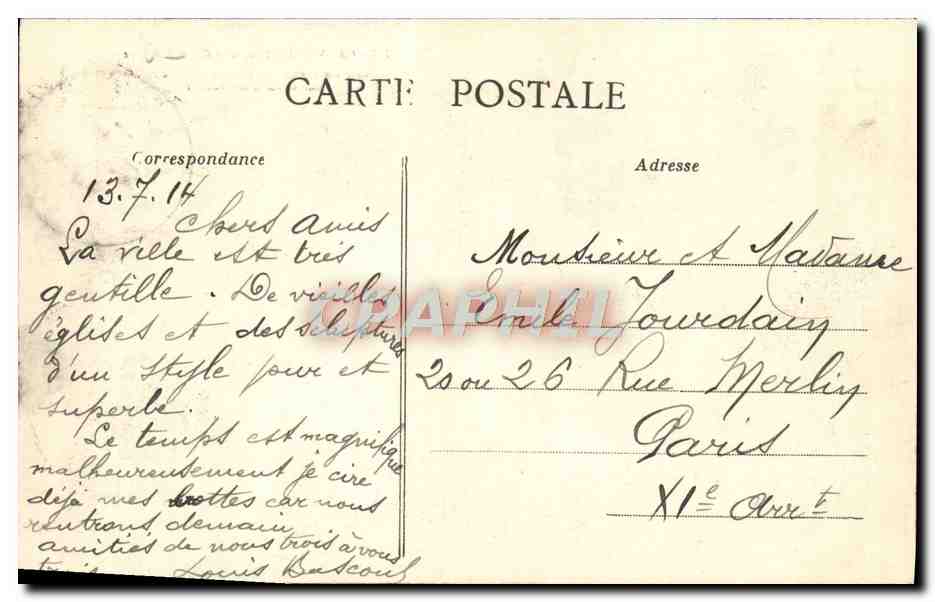 CPA Caen La Tour des Gens d'Armes  — Rückseite