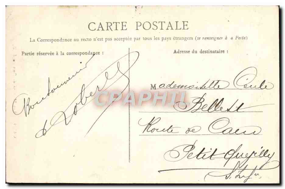 CPA Caen Les Maisons de Bois Levrard — Verso