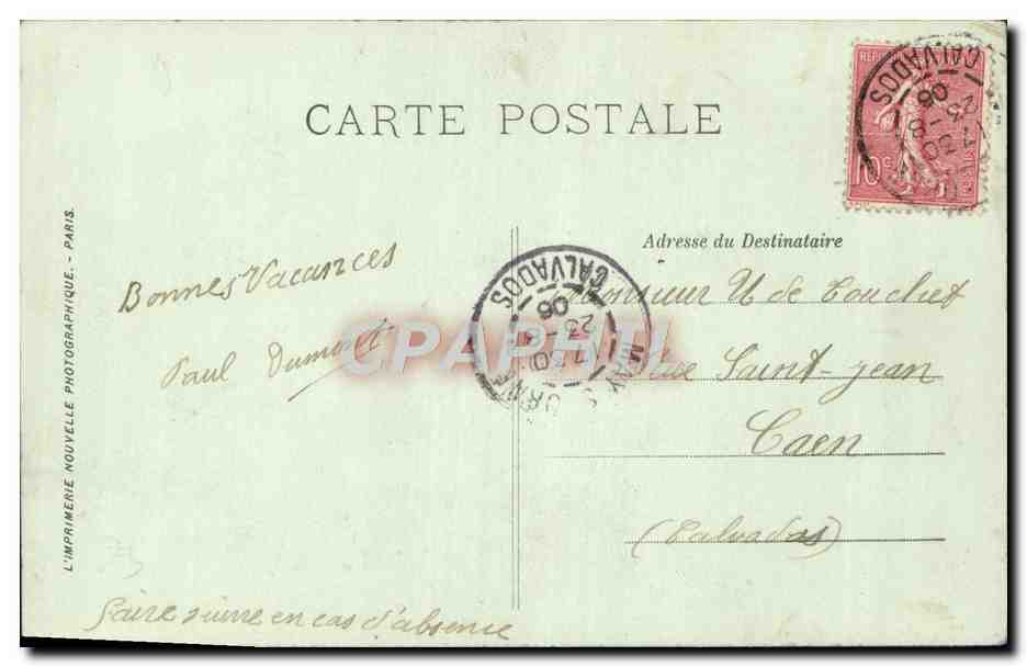 CPA Caen Vieilles Maisons Levrard — Verso
