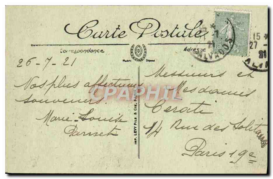 CPA Caen Vieilles Maisons rue Saint Pierre Levrard — Verso