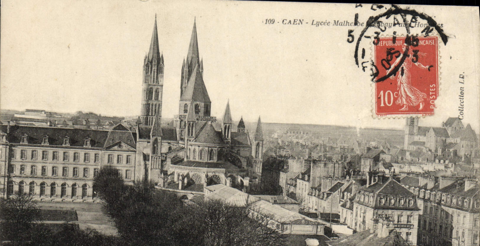 Caen — Vue du Lycée Malthe et du paysage aux Horloges — Collection L.P.