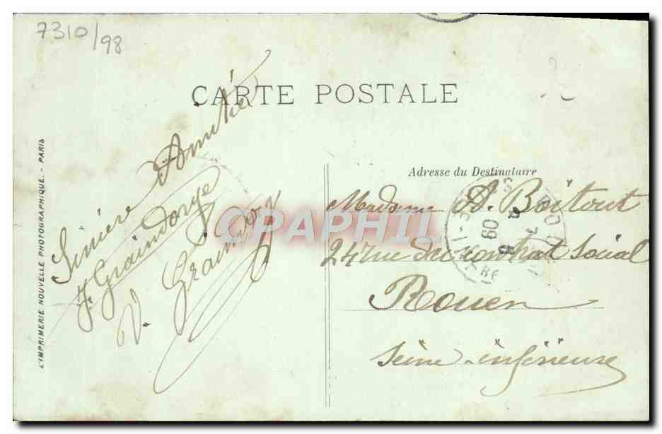 CPA Caen L'Abbaye aux Homes et le Lycee — Verso