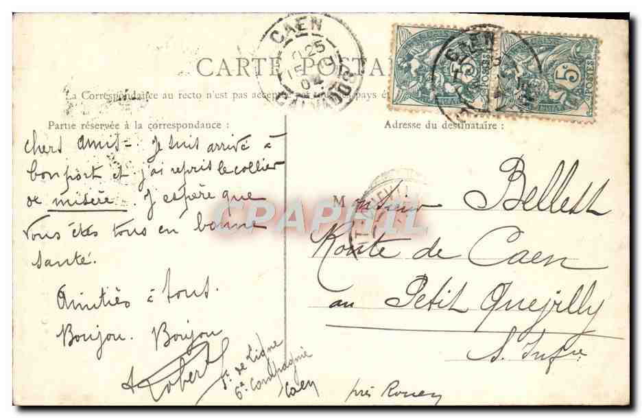 CPA Caen Eglise Saint Julien  — Verso
