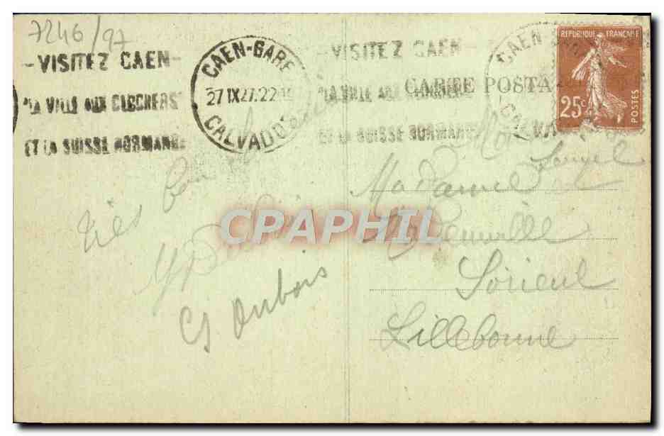 CPA Caen Eglise Saint Sauveur  — Verso