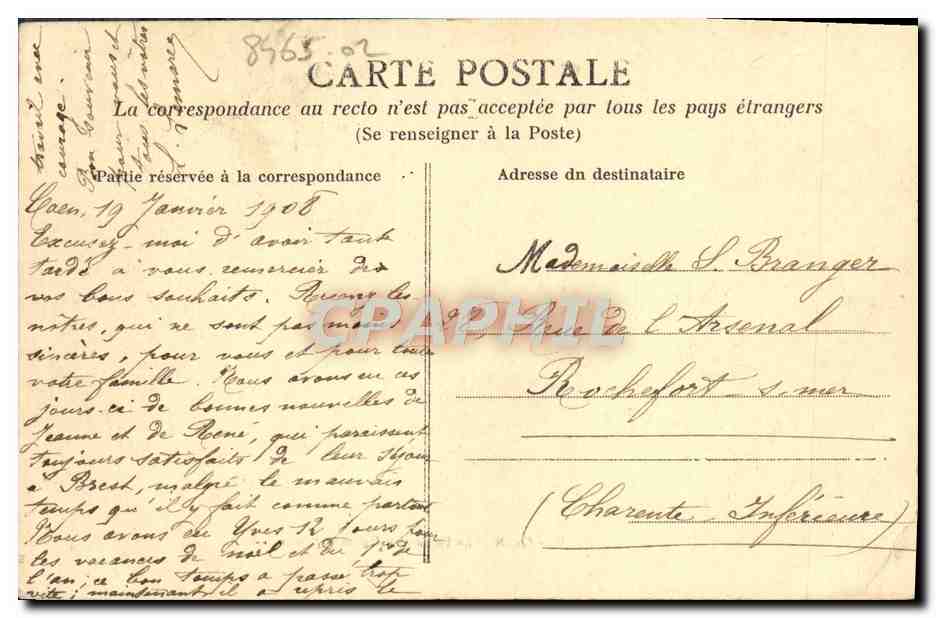 CPA Caen Le bateau du Havre et l'Orne  — Rückseite