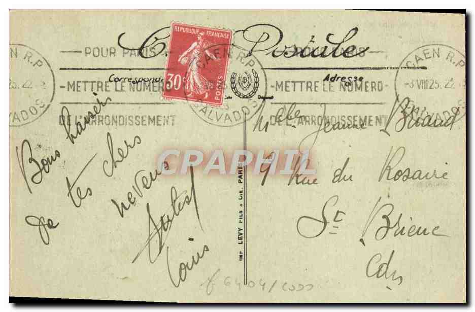 CPA Caen Boulevard Saint Pierre  — Verso
