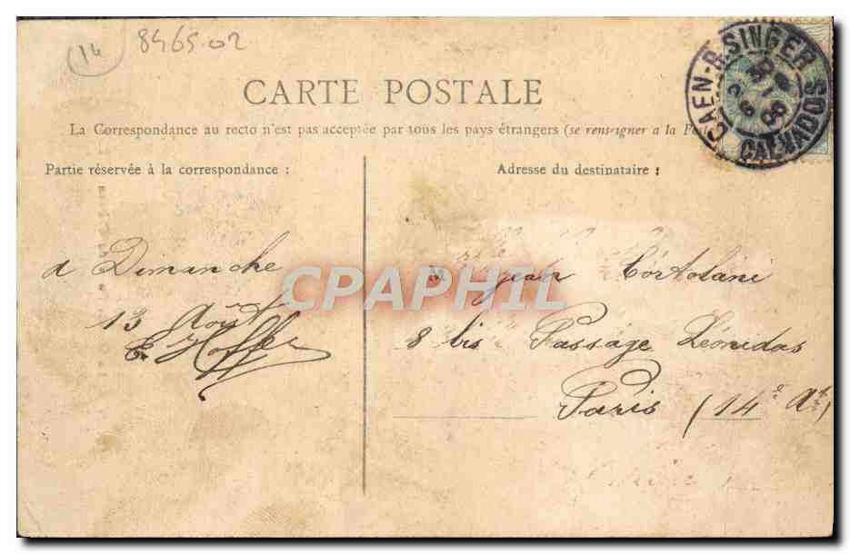 CPA Caen La Grande Porte du Chateau — Verso