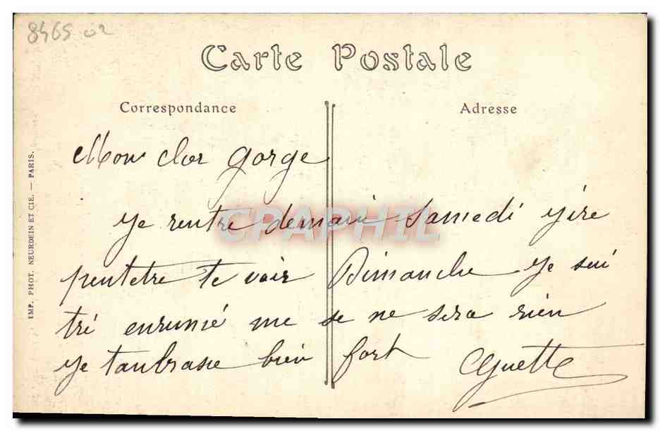 CPA Caen Le Chateau Porte dite de Secours  — Verso