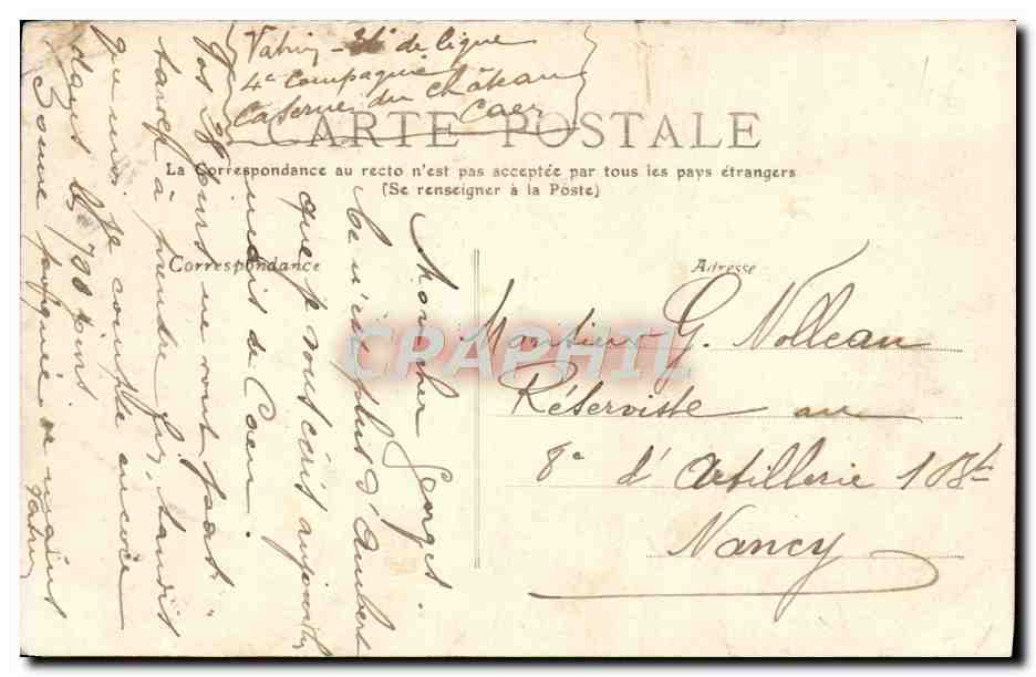 CPA Caen Chateau Porte principale Militaria Soldat  — Verso