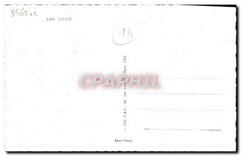 CPM Caen Abbaye aux hommes L'entree du chateau Abbaye aux dames Le pont Chruchill — Verso