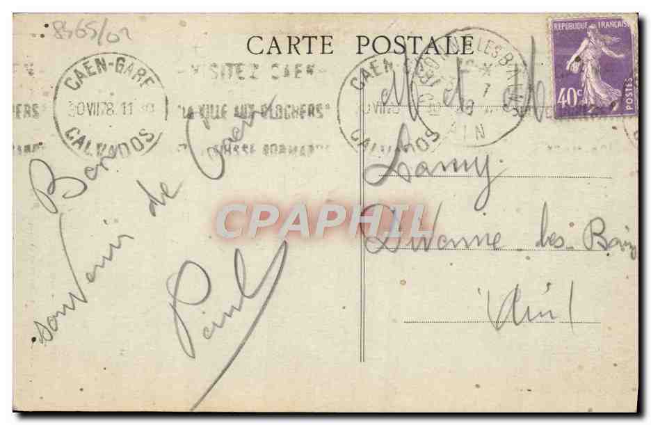 CPA Caen Le Lycee et le Cloitre Fondes par Guillaume le Conquerant  — Verso