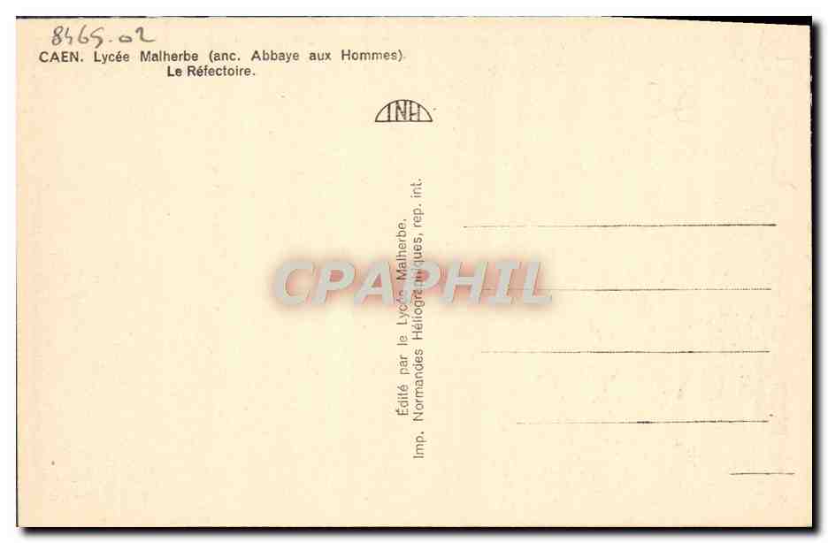 CPA Caen Lycee Malherbe Le Refectoire  — Verso