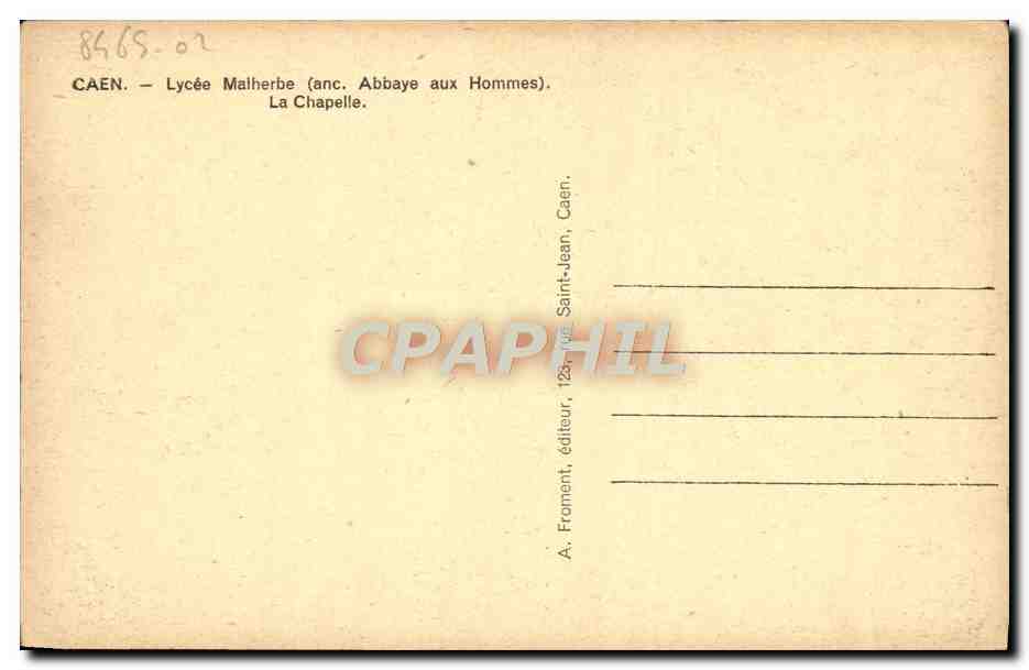 CPA Caen Lycee Malherbe La Chapelle  — Verso