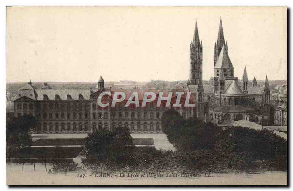CPA Caen Le Lycee et l'Eglise Saint Etienne 