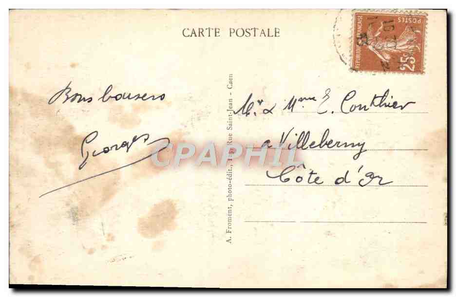 Caen - La nouvelle Poste — éditeur A. Froment, Rue Saint-Jean — Verso