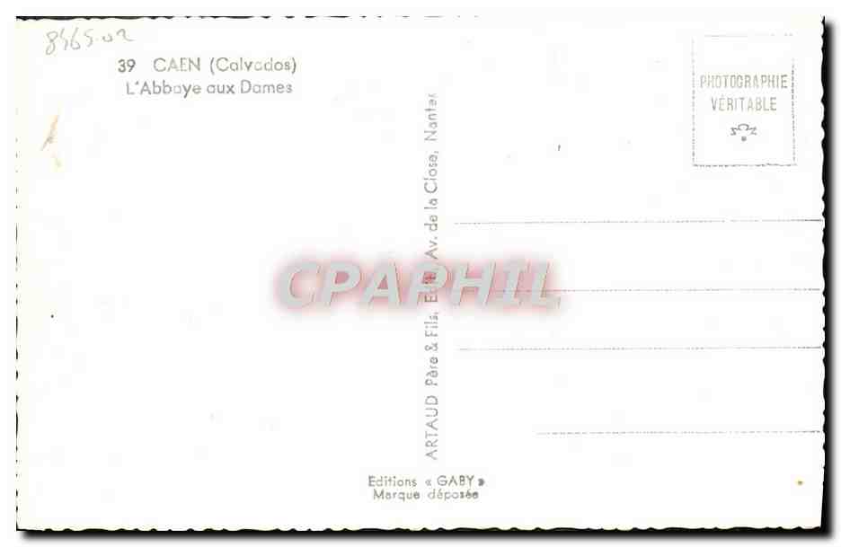 CPA Caen L'Abbaye aux Dames  — Verso