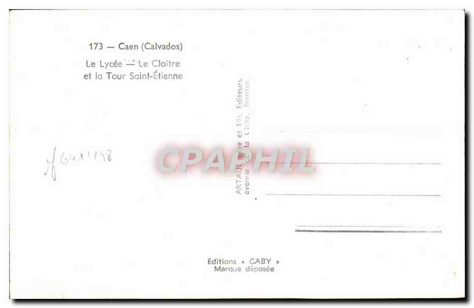 CPA Caen Le lycee le cloitre et tours de saint etienne — Verso