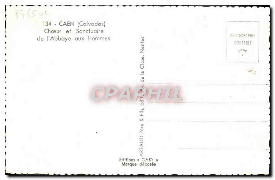 CPA Caen Choeur et sanctuaire de l'abbaye aux hommes — Verso