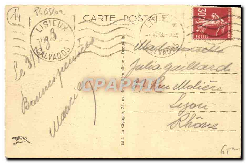 Deauville, la Plage Fleurie — Le Bassin des Yachts — Éditeur La Cigogne, n°17 — Verso