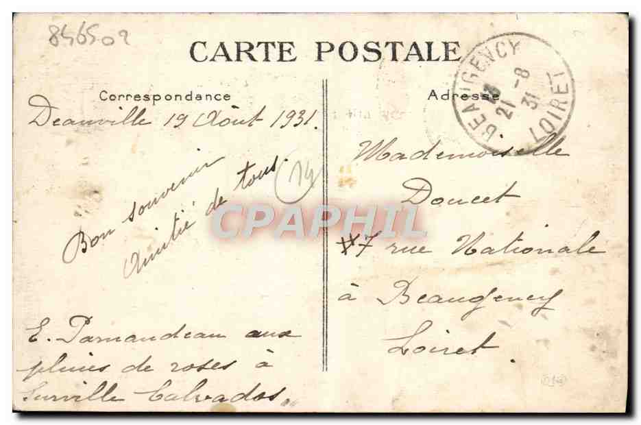 Deauville — Le Casino et Normandy-Hôtel — G. F., Le Havre — Verso