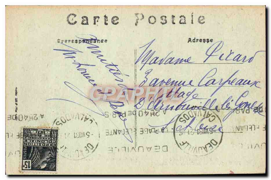 CPA Deauville la Le casino et le royal hotel — Verso