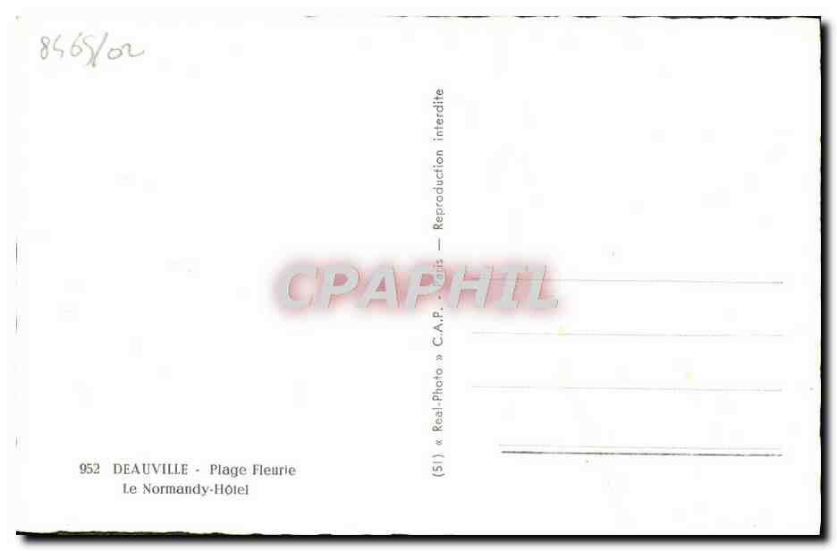 CPA Deauville plage fleurie le normandy hotel — Verso