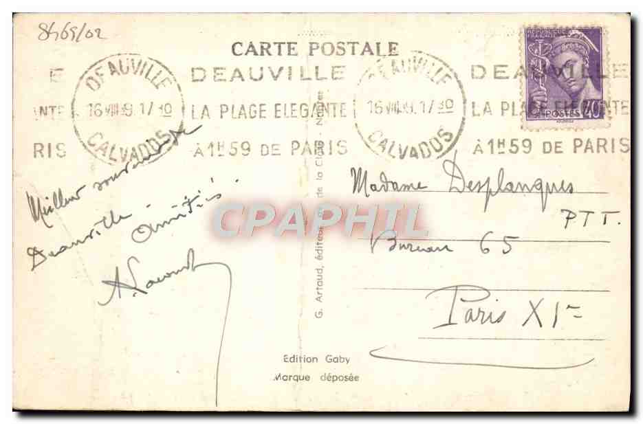 Deauville (Calvados) — 'La Plage Fleurie' — Le Normandy Hôtel — Gaby, n°74 — Verso