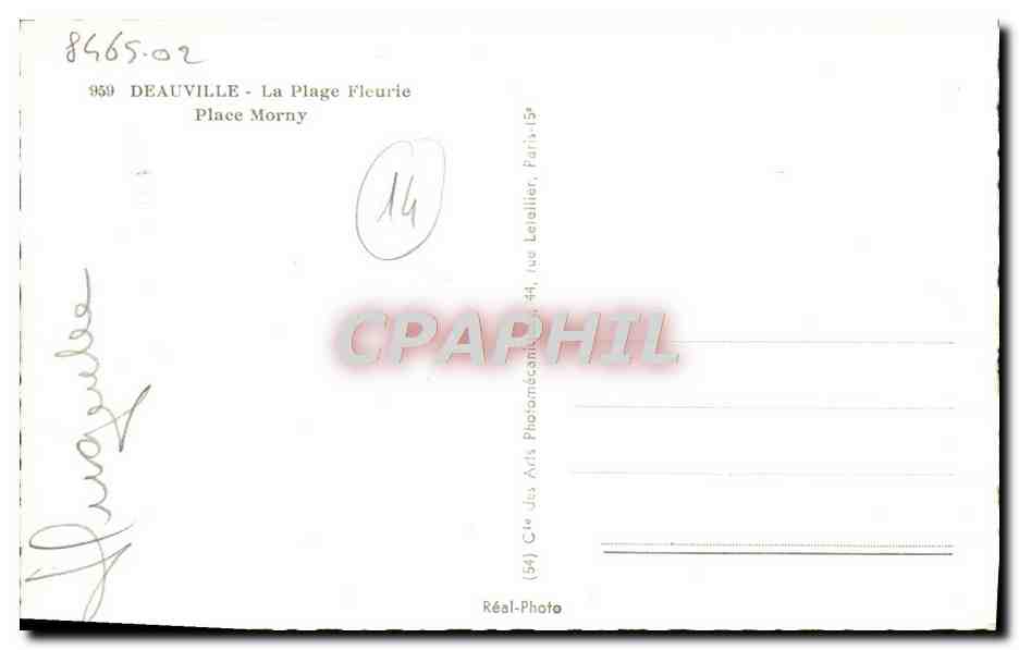 CPA Deauville la plage fleurie place morny — Verso