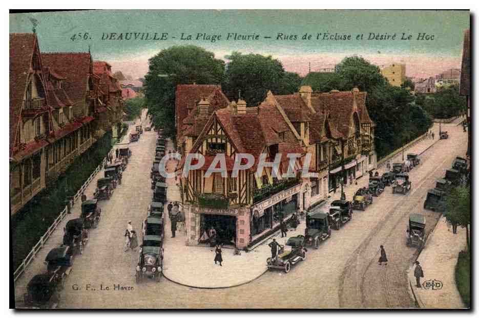 CPA Deauville la plage fleurie rue de l'ecluse et desire le Hoc Au Printemps