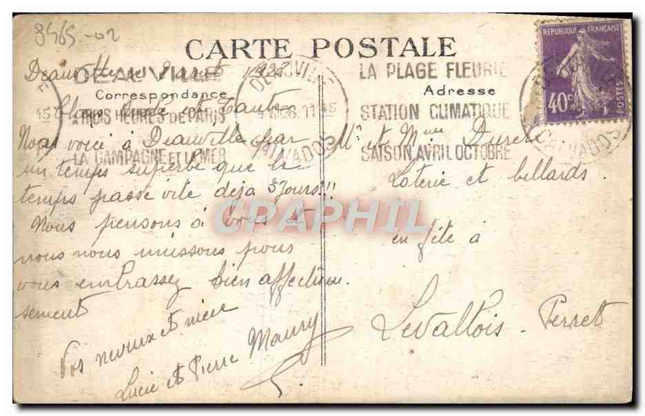 CPA Deauville la plage fleurie rue de l'ecluse et desire le Hoc Au Printemps — Verso