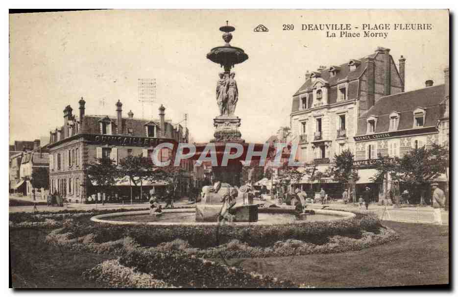 CPA Deauville plage fleurie la place morny Quincaillerie 