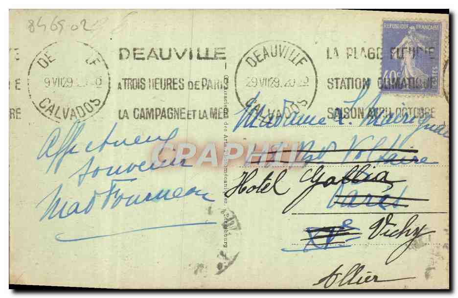 CPA Deauville plage fleurie la place morny Quincaillerie  — Verso
