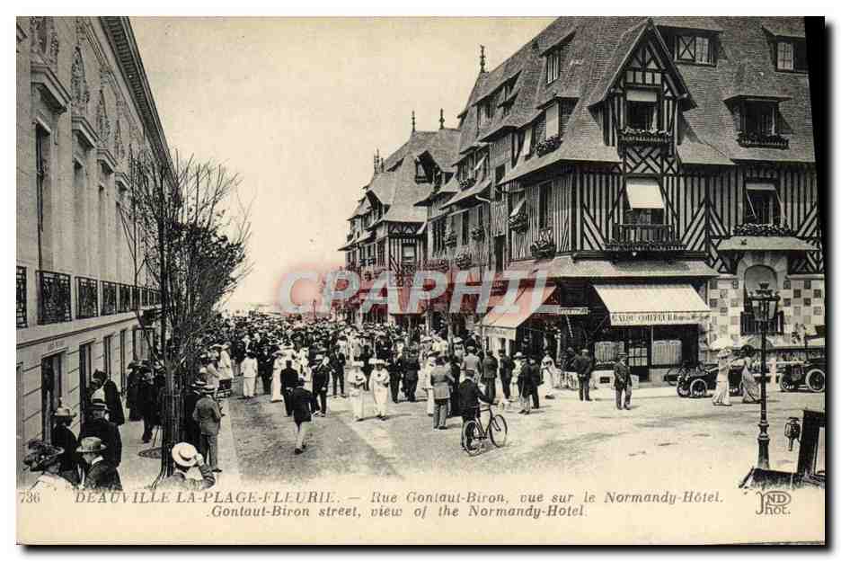 Deauville La-Plage-Fleurie — Rue Gontaut-Biron, vue sur le Normandy-Hôtel — Imp. Minet, Paris